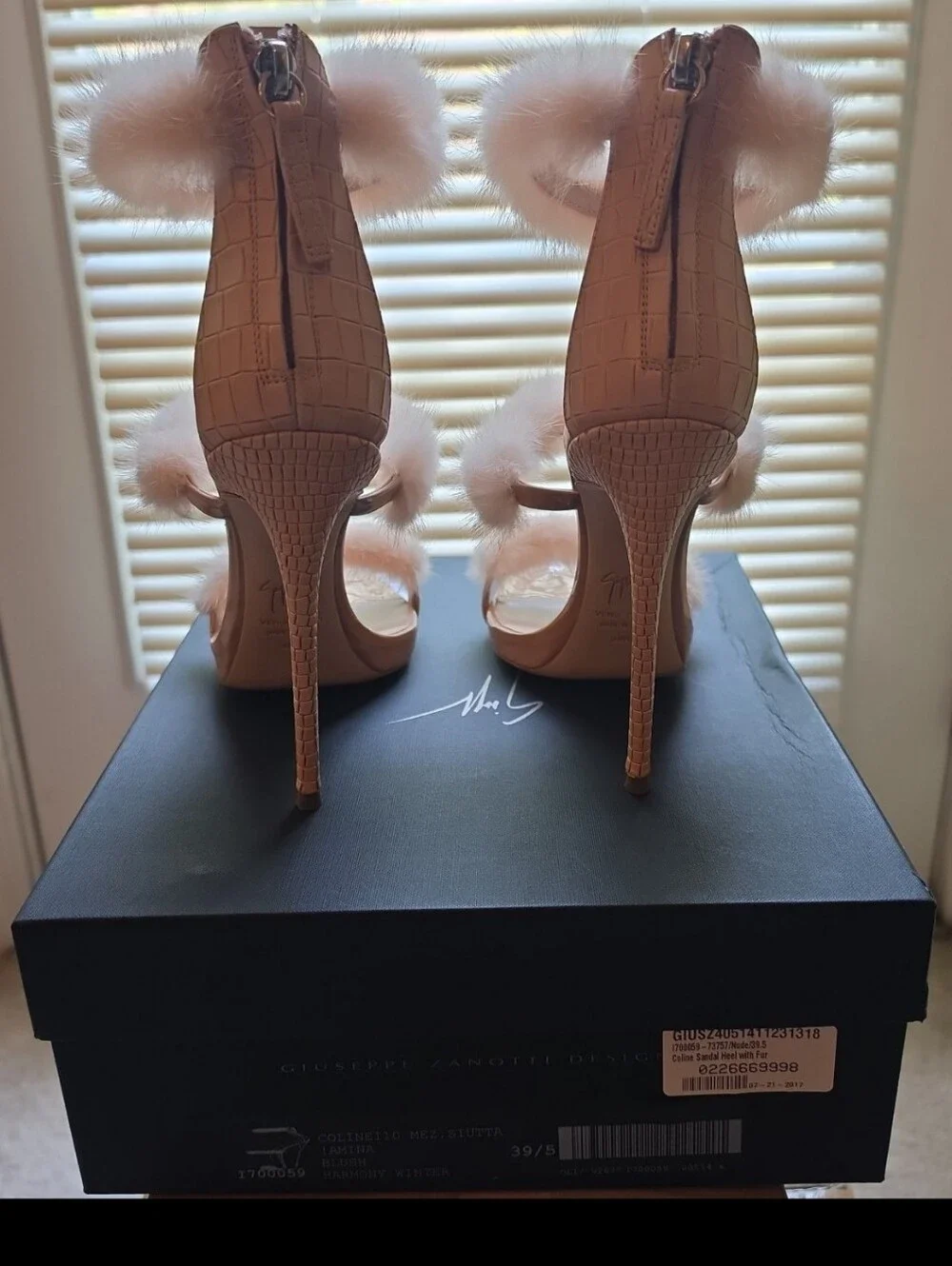 Giuseppe Zanotti Pink Fur Triple-Strap High Heels